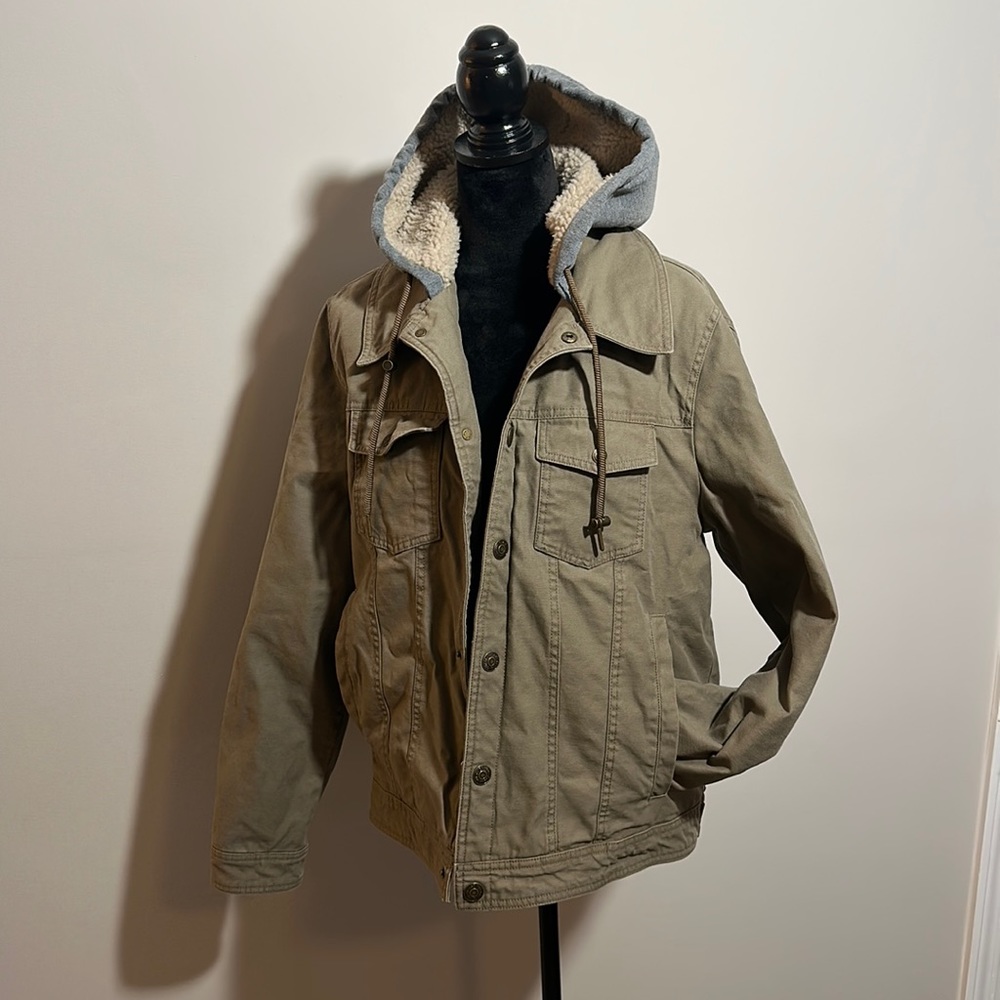 Guess Light Brown Jacket with Hoodie